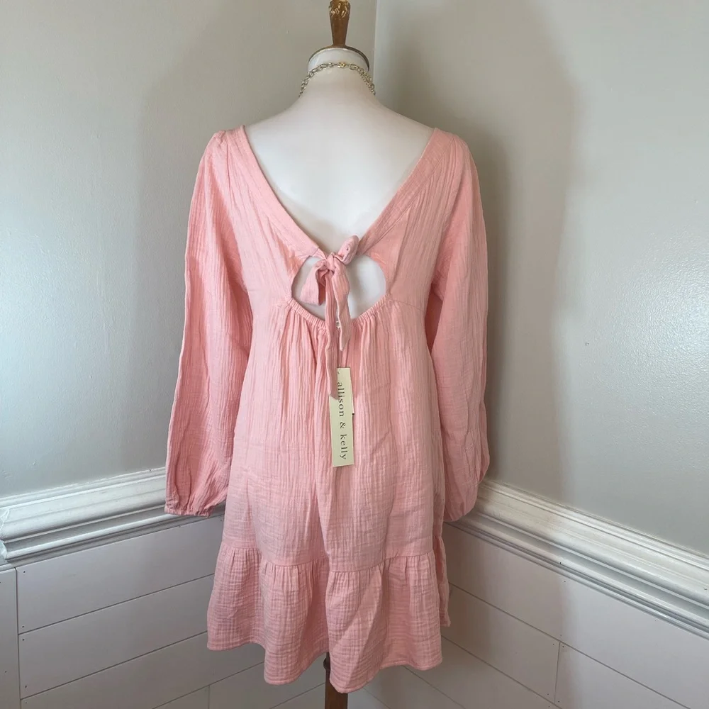 Allison & Kelly Blush Pink Gauzy Dress M (jrs.) FREE SHIP - Picture 5 of 5